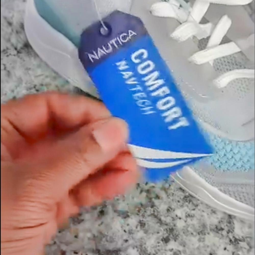 Nautica Light Blue and White Athletic Shoes